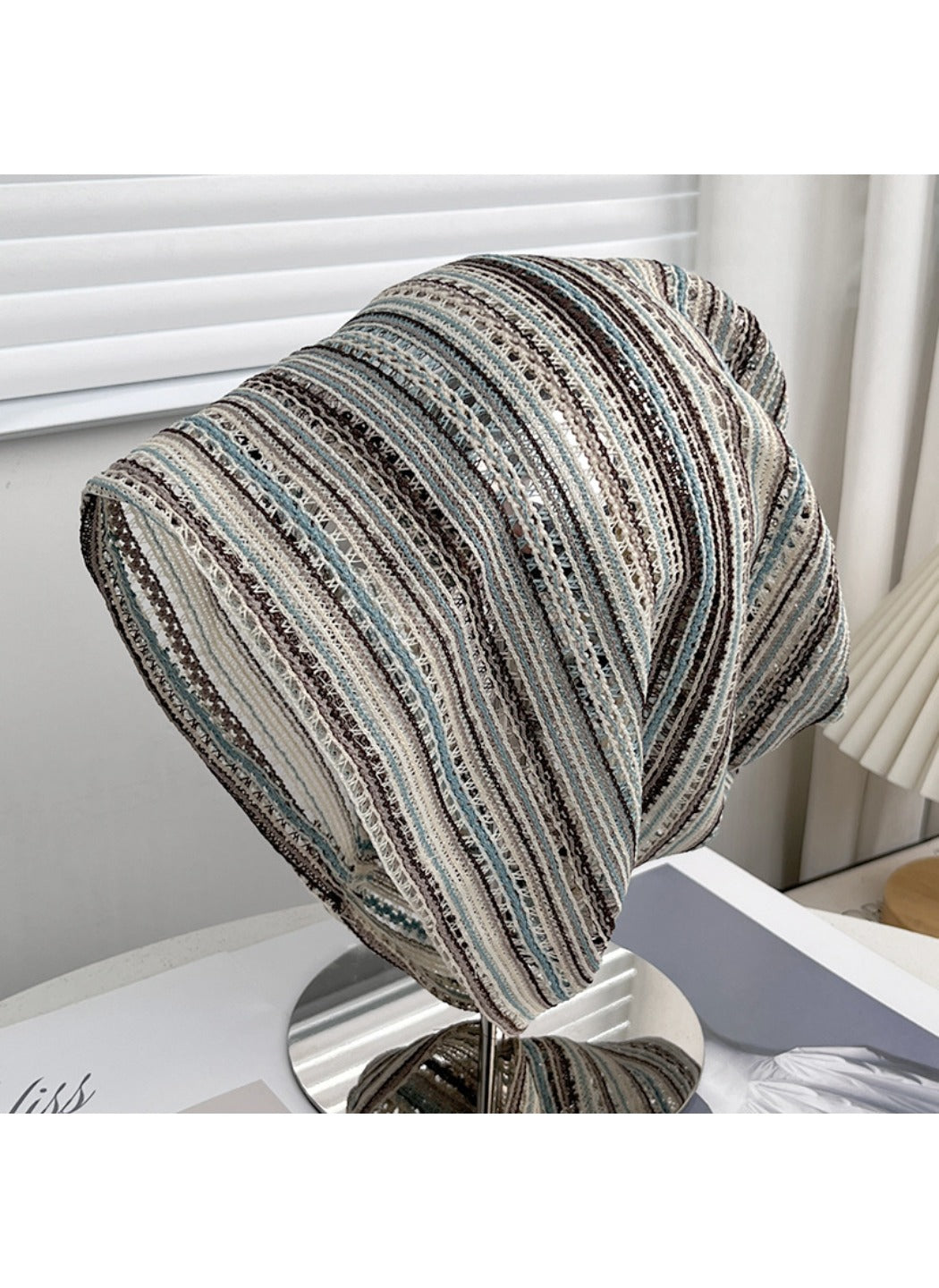 Haila - Multicolor Striped Open-Knit Beanie