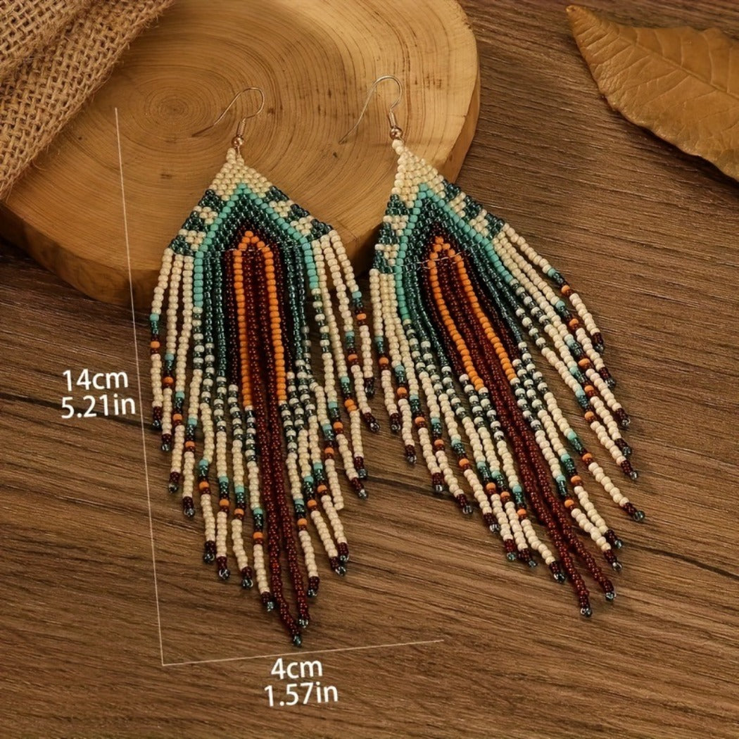 Earwish - Boho Beaded Long Tassel Earrings - Colorful & Special