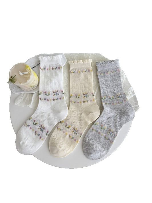 Rufia Mesh Floral Mid Calf Socks product image