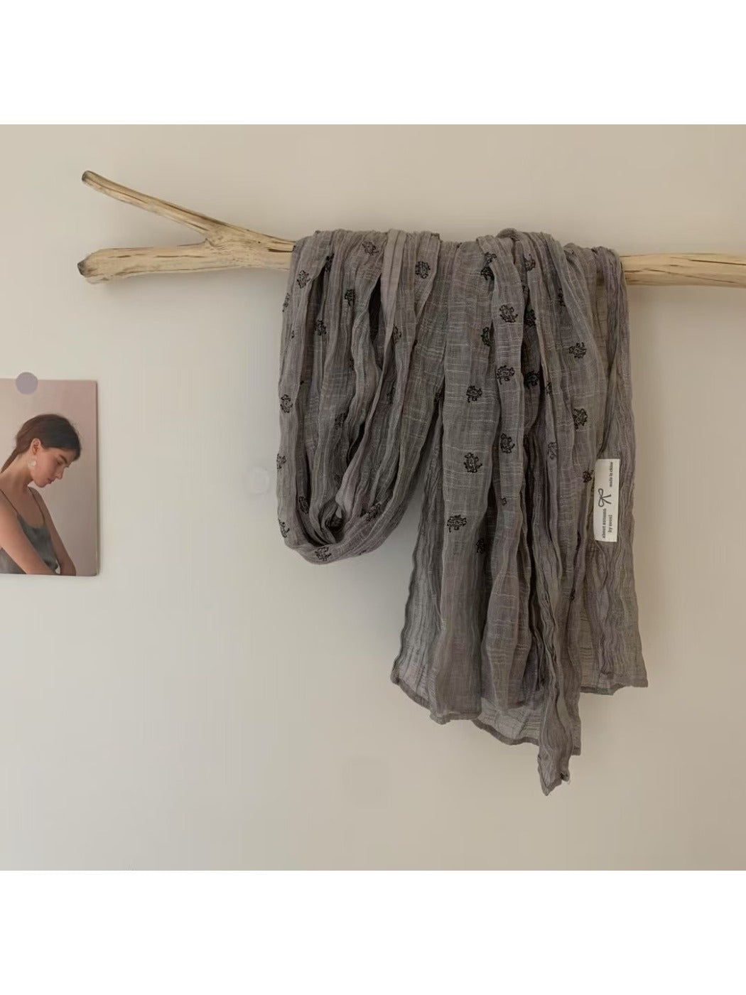 Scarvii - Vintage Crinkle Textured Scarf Shawl with Paisley Print