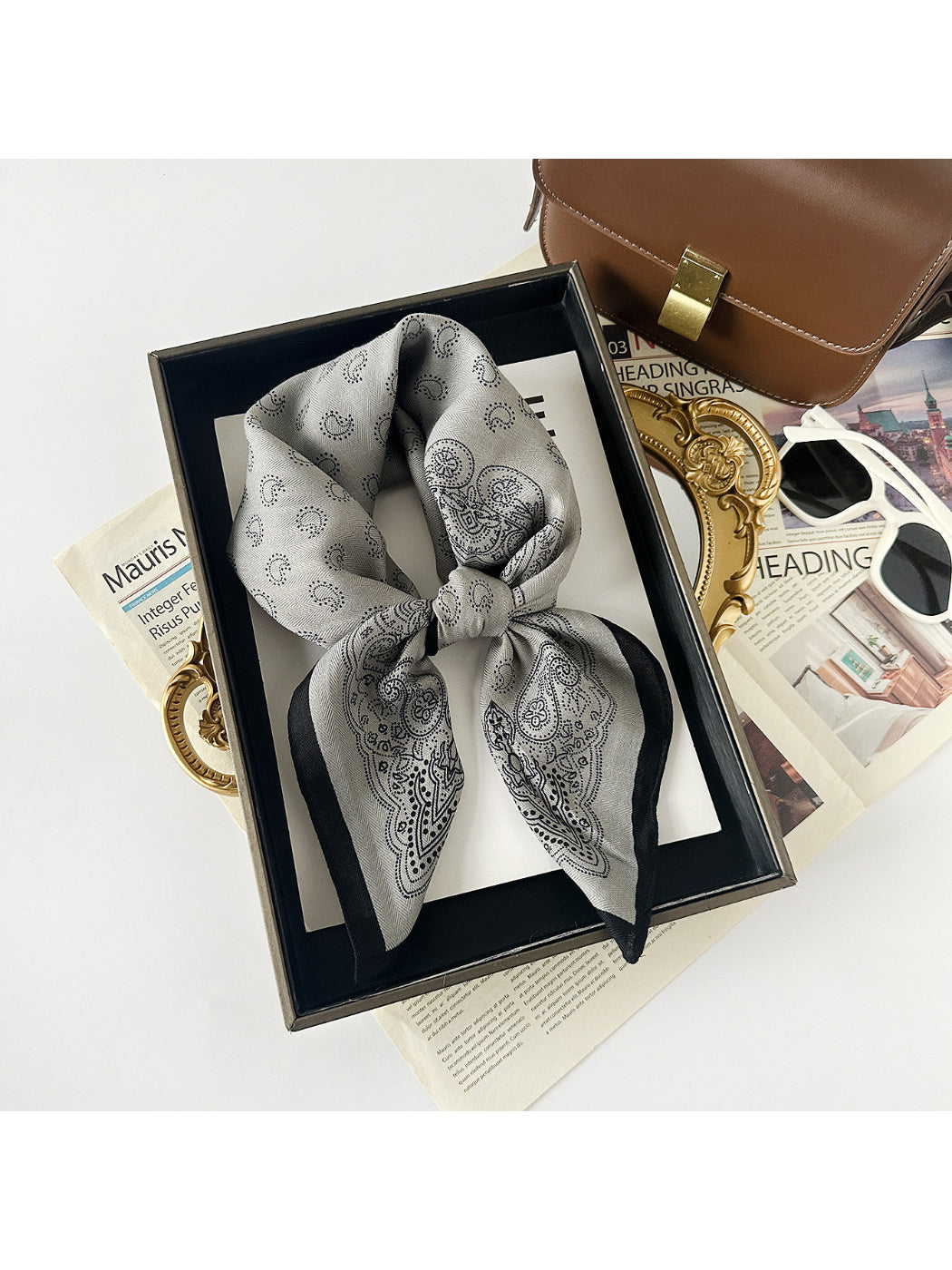 Scarvii - Paisley Border Print Square Scarf