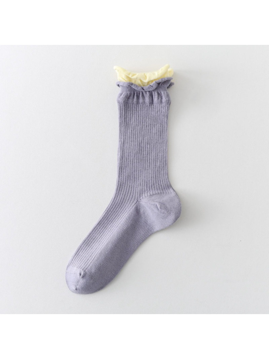 Rufia - Minimal Ribbed Contrast Edge Crew Socks