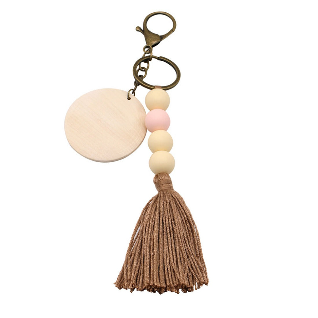 Koco - Round Wood Bead Tassel Keychain
