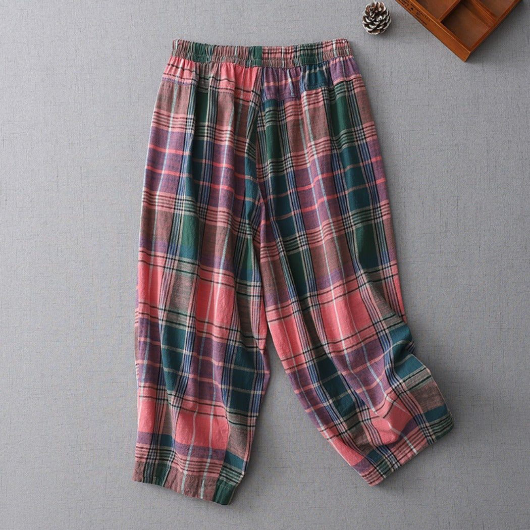 Shea - Colorful Summer Checkered Relaxed Pants
