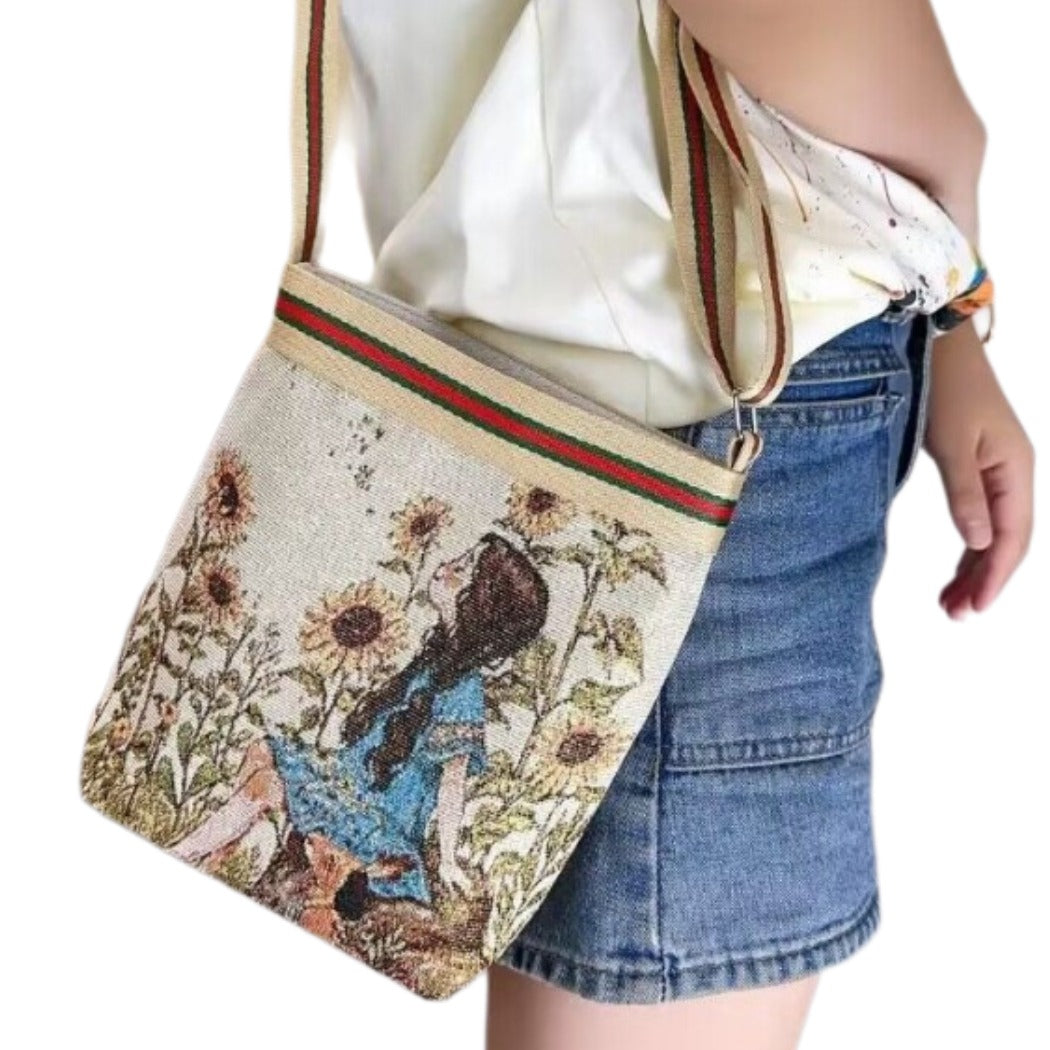 Cosbai - Cute Cartoon Crossbody Bag With Zipper
