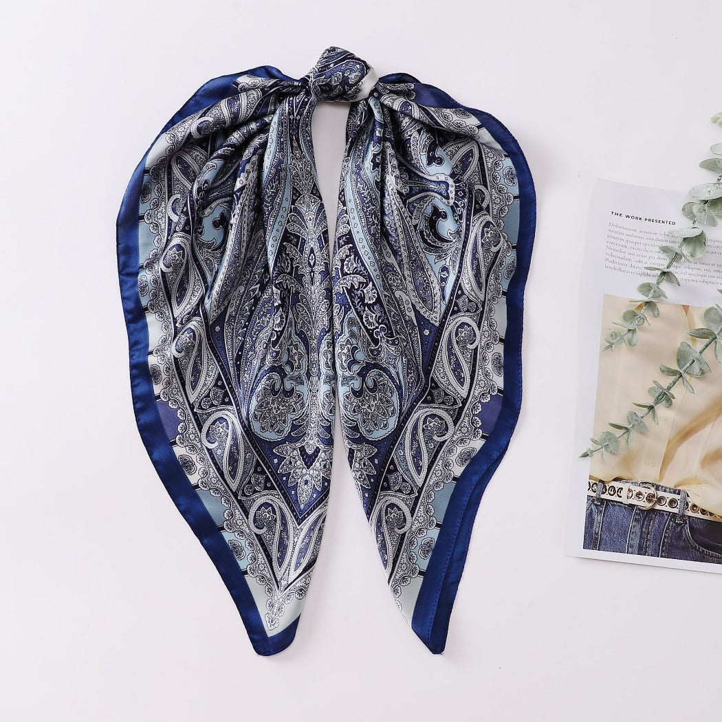 Scarvii - 27.5" Paisley Print Square Scarf - Classic& Elegant