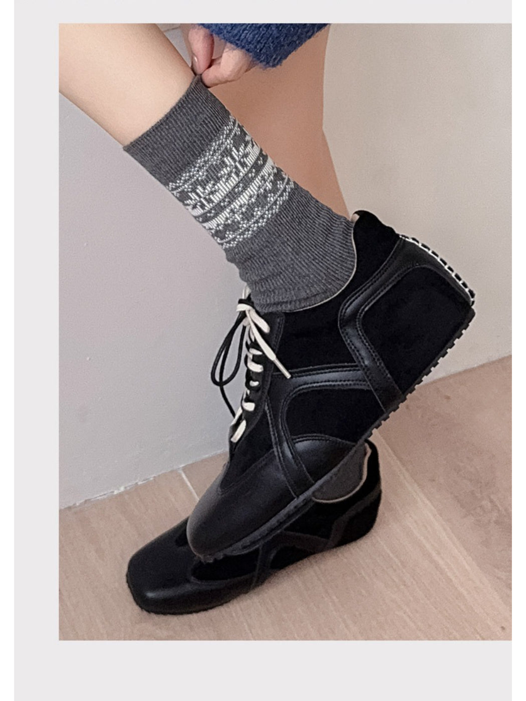 Rufia - Nordic Fairisle Pattern Crew Socks