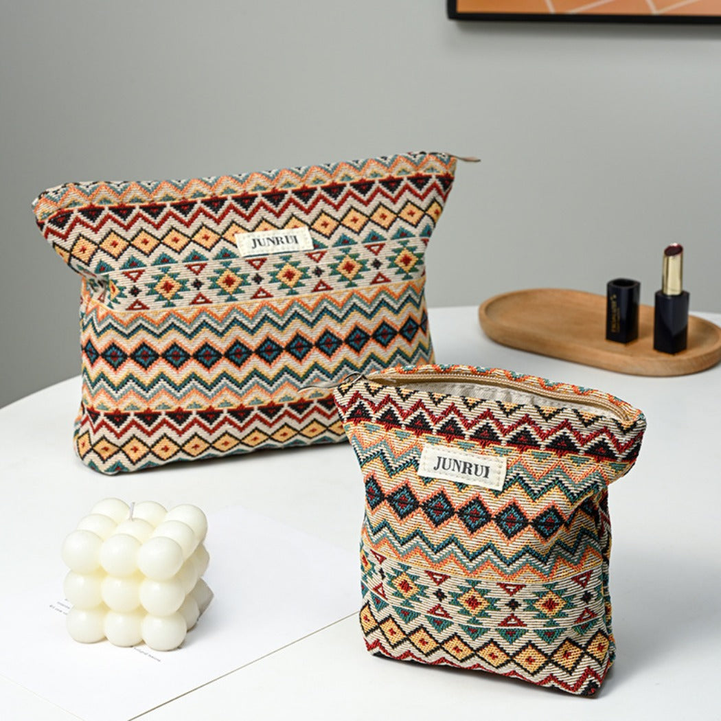 Cosbai - Boho Chic Clutch Makeup Bag With Zipper