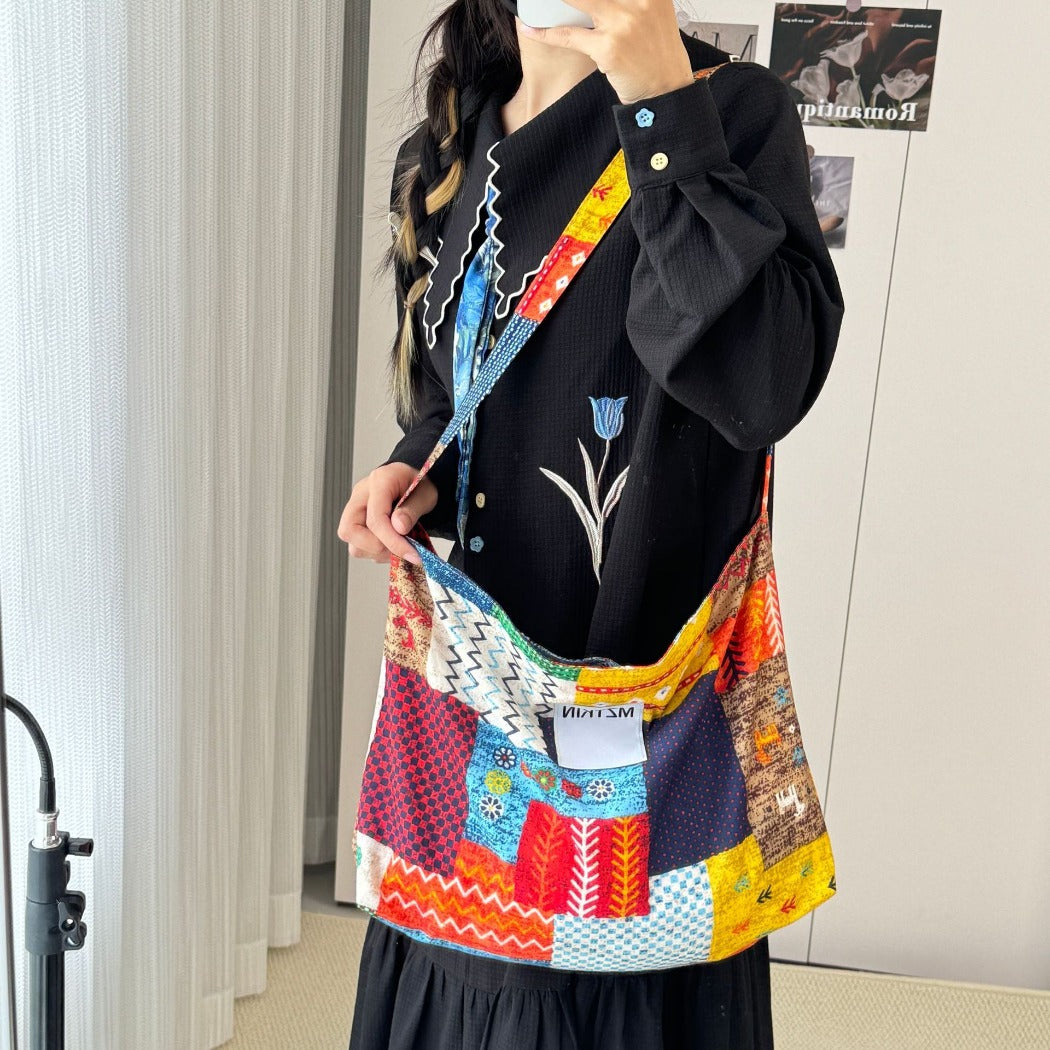 Cosbai - Patchwork Crossbody Bag - Large & Unique