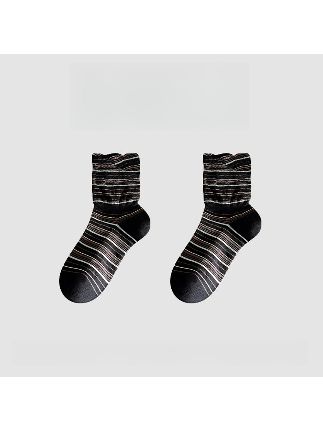 Rufia - Striped Colorblock Casual Crew Socks