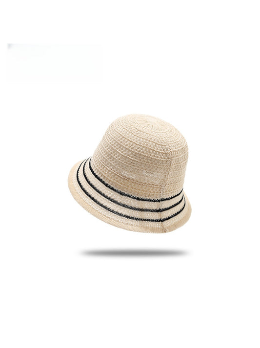 Haila - Striped Trim Round Crown Bucket Hat