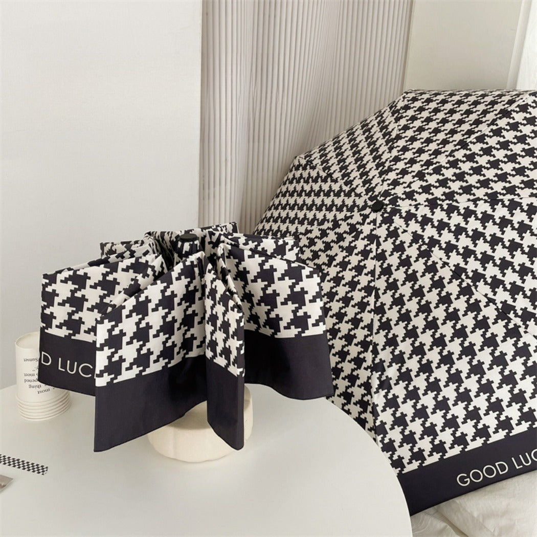 Rano - Houndstooth Print Compact Umbrella (Auto/Manual)