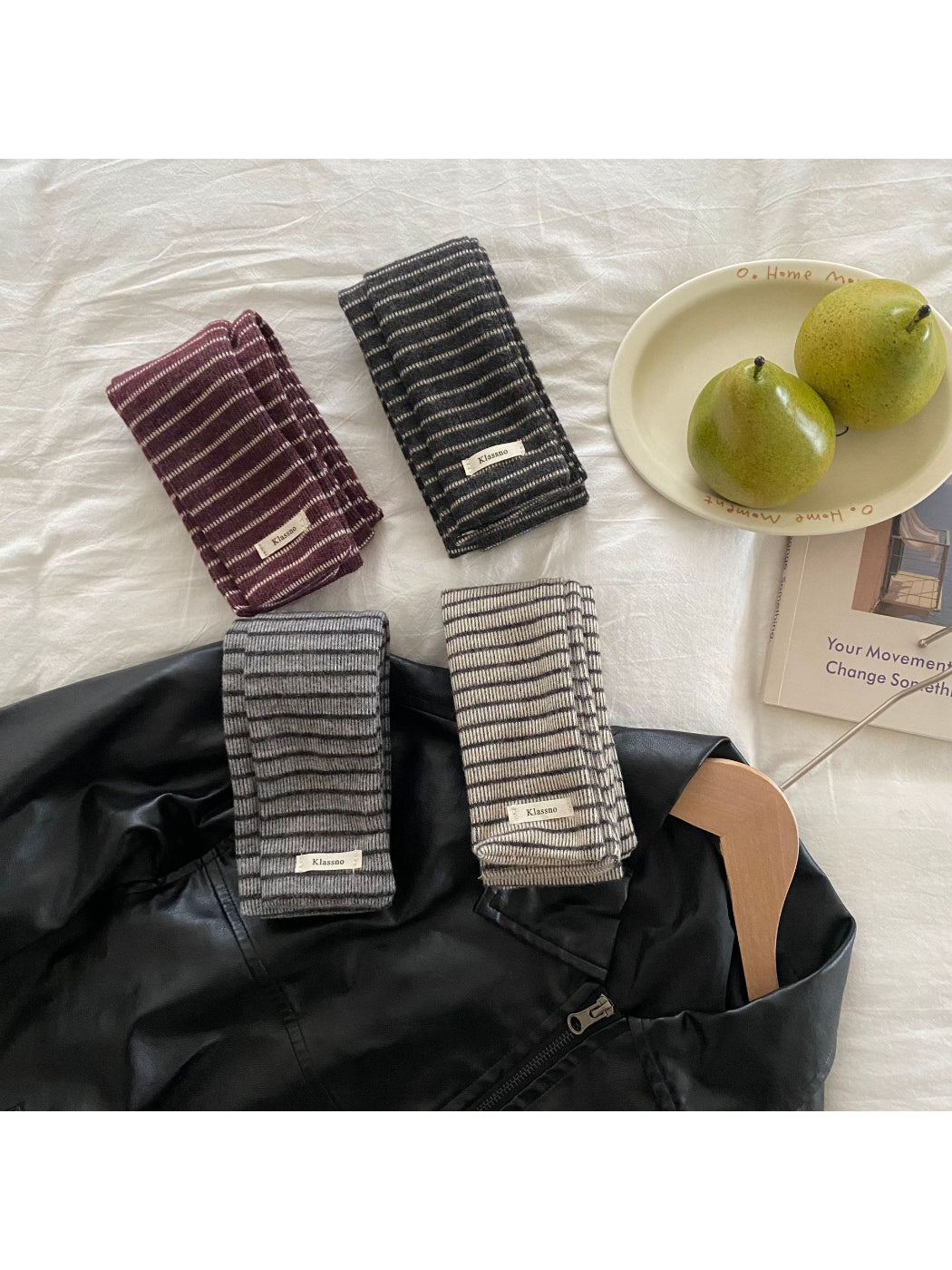 Scarvii - Fine Stripe Ribbed Knit Scarf