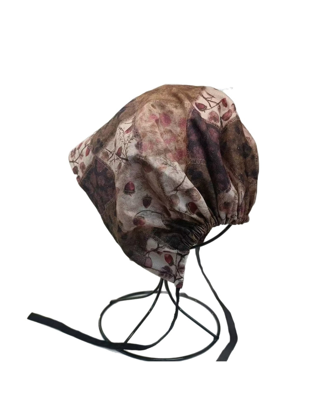 Haila - Retro Floral Tie Strap Headscarf Cap