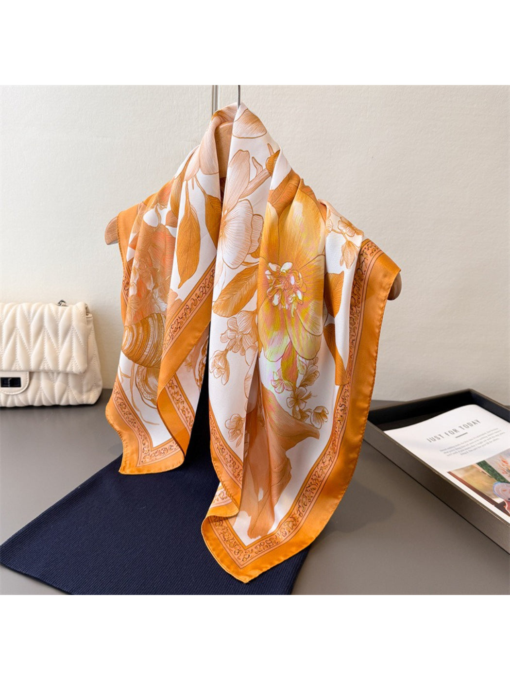 Scarvii - Floral Frame Print Square Scarf