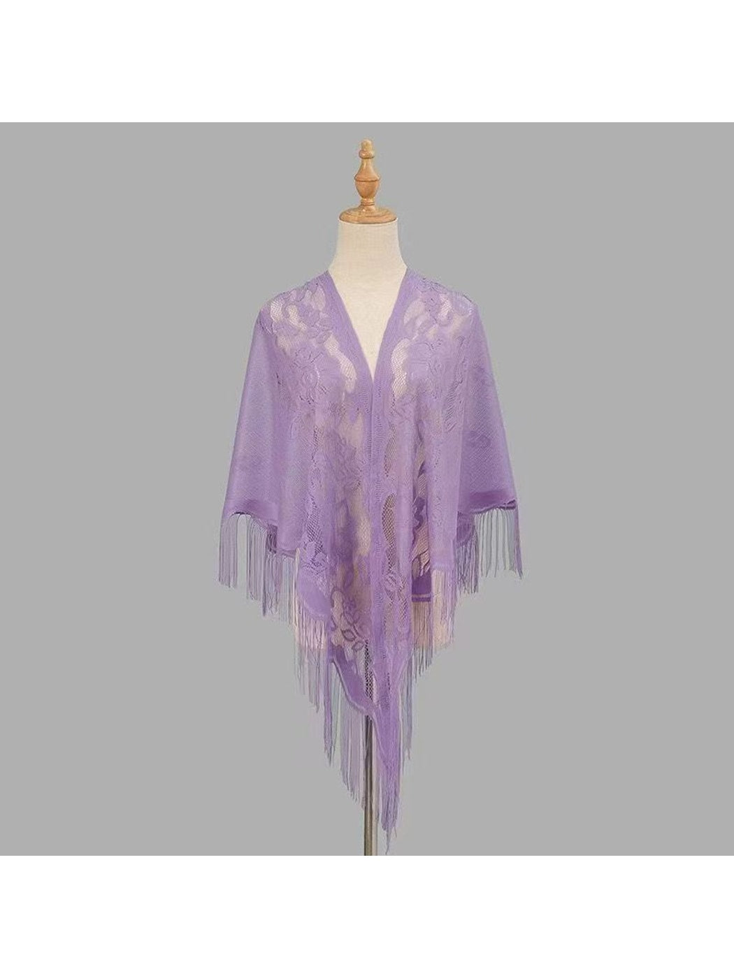 Scarvii - Solid Lace Fringe Women's Triangle Shawl