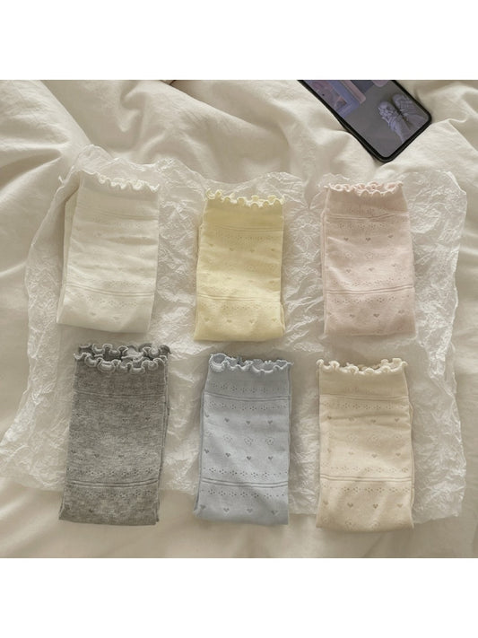 Rufia - Ruffle Cuff Hollow-Out Socks