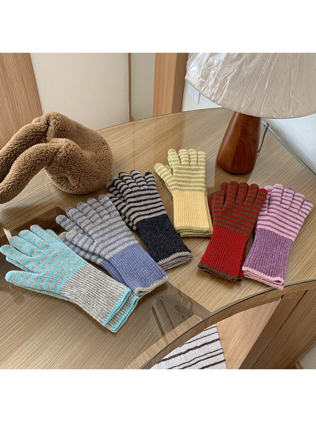 Gloving - Striped Long Ribbed Cuff Gloves