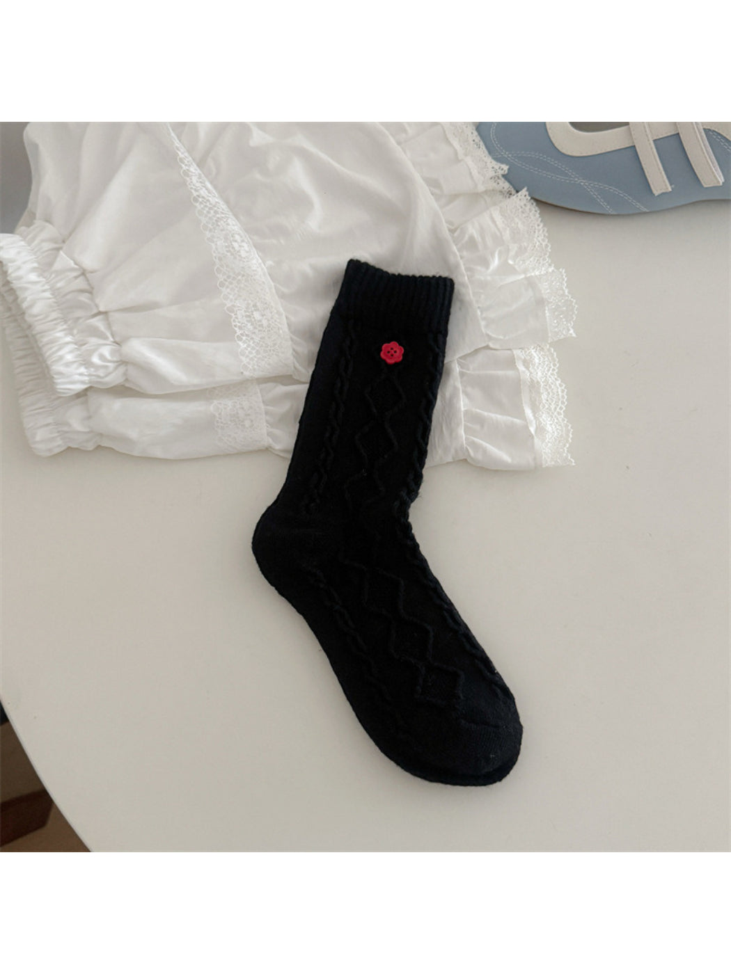 Rufia – Button Detail Textured Socks
