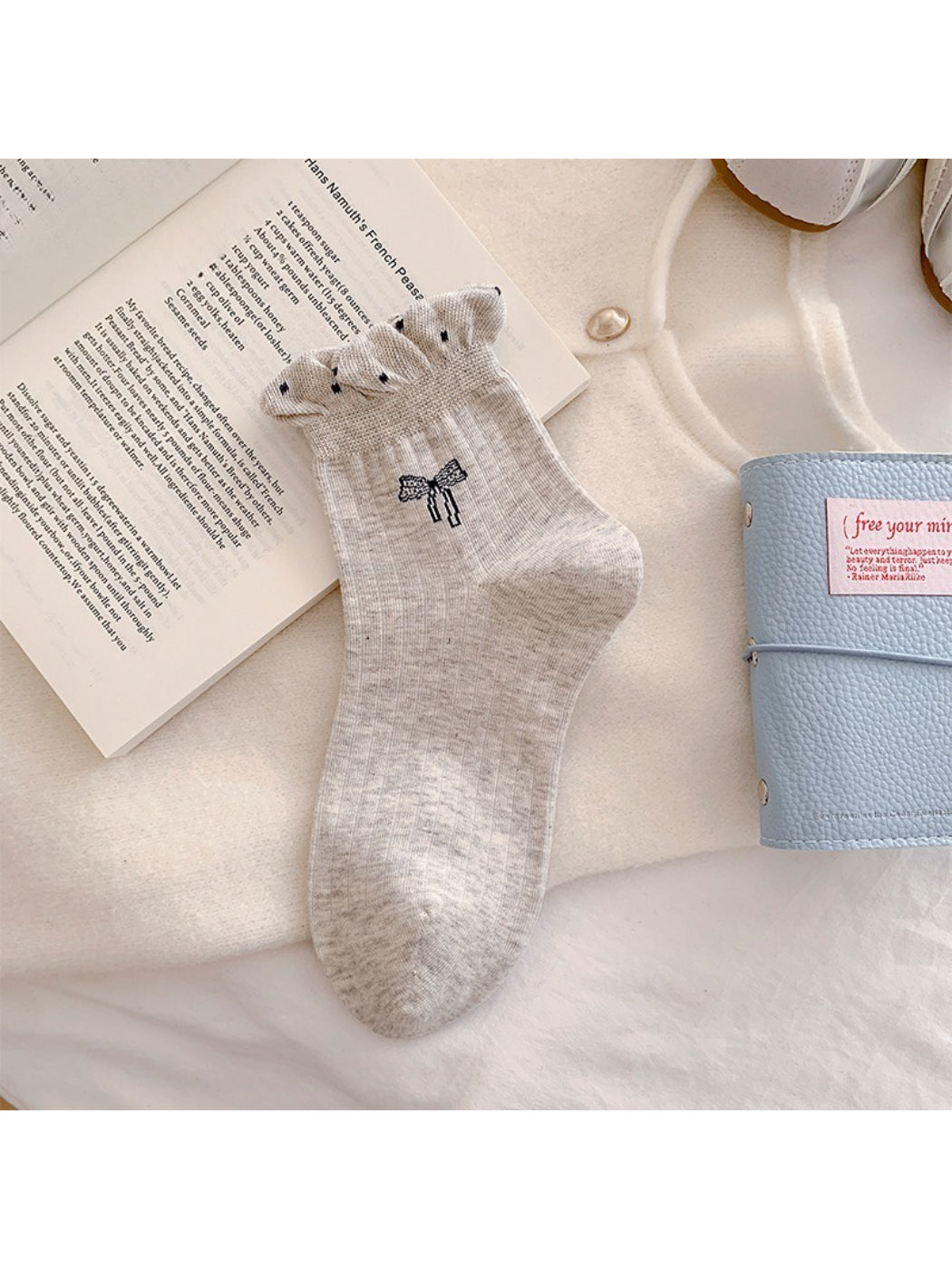 Rufia - Bow Embroidered Ruffle Crew Socks product image 9
