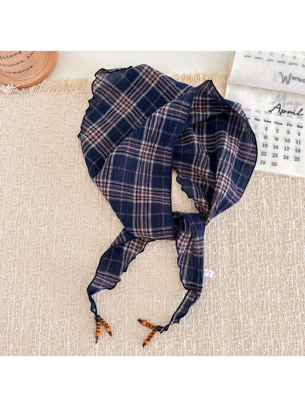 Scarvii - Plaid Beaded Tie Scarf