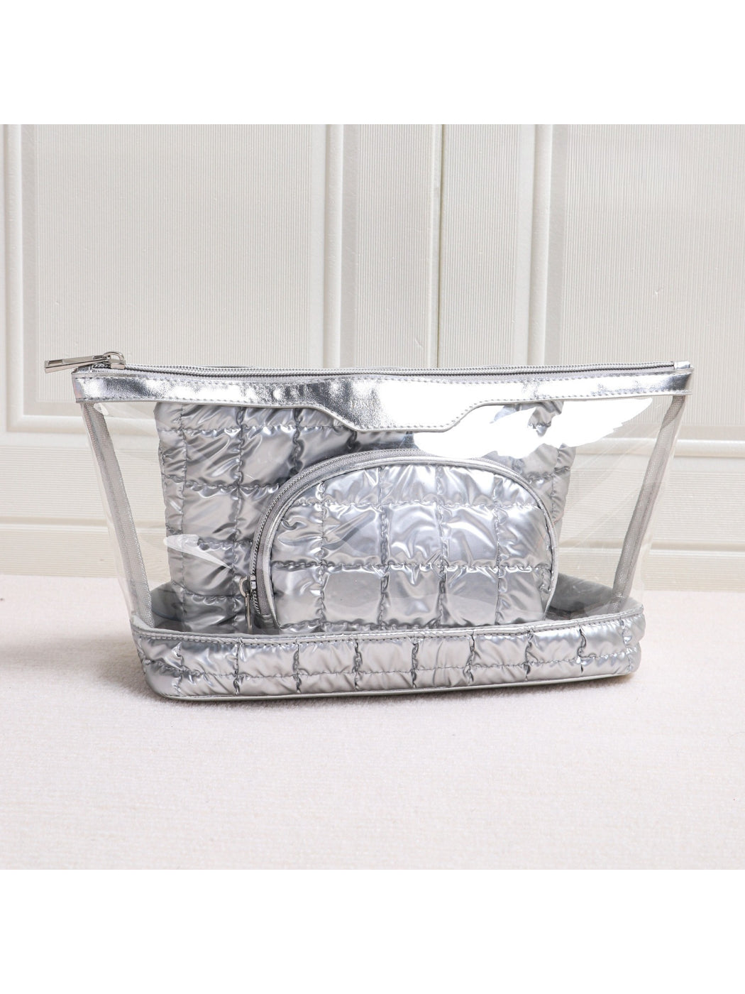Cosbai - Clear Makeup Bag with Quilted Inner Pouch