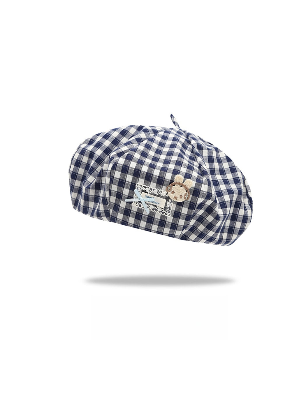 Haila - Round Crown No-Brim Plaid Beret