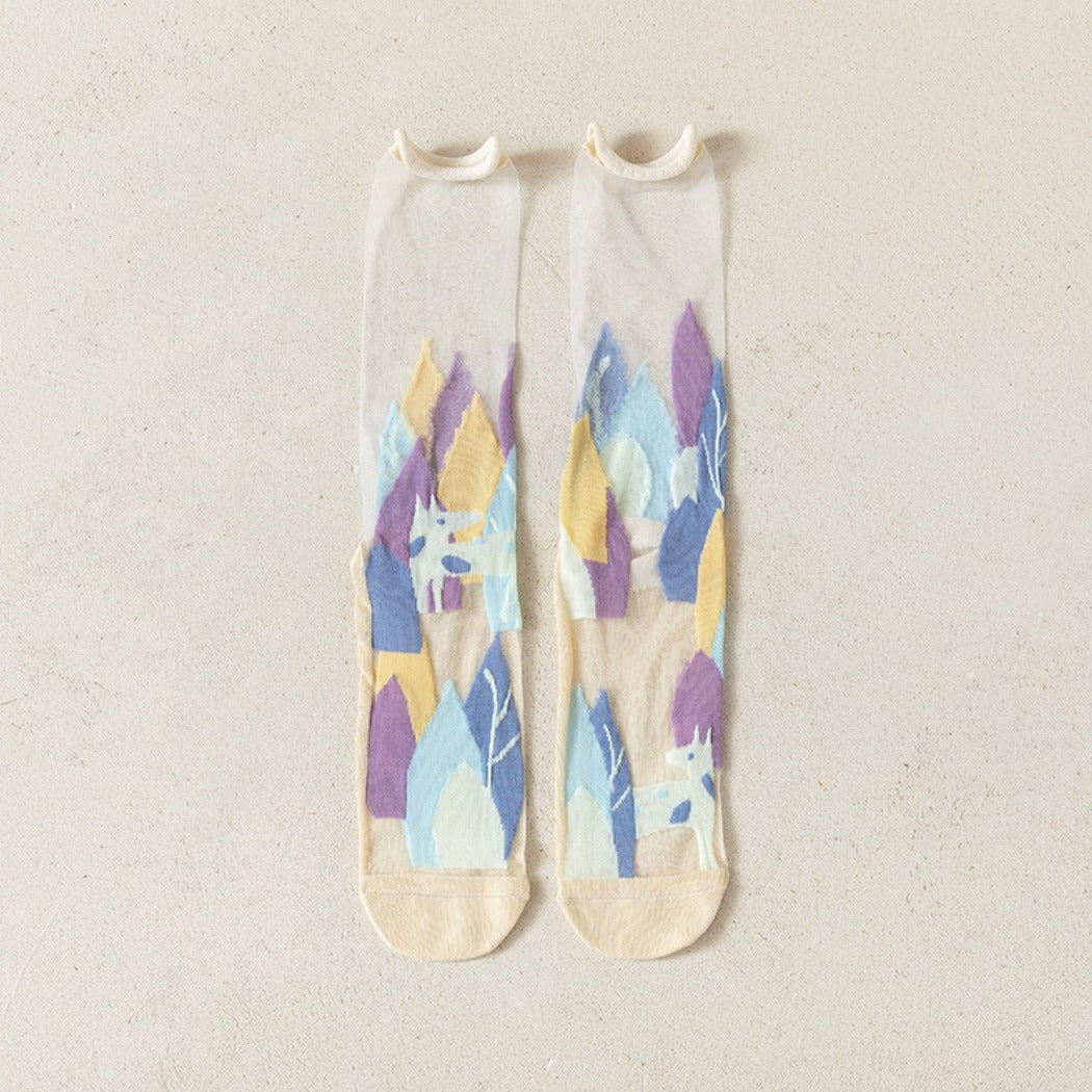 Rufia- Artistic Pattern Sheer Summer Socks