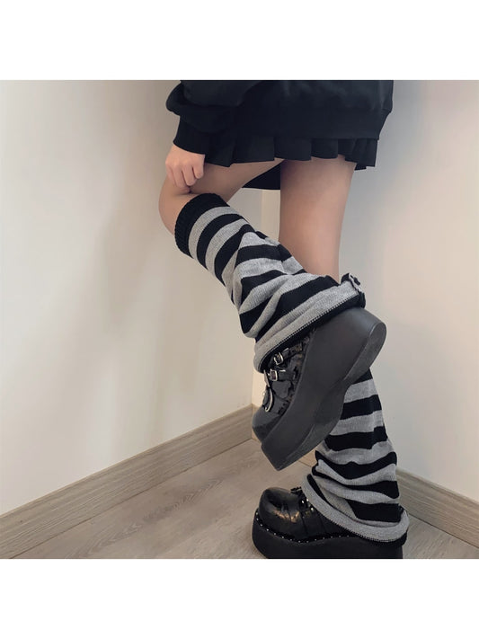 Cozyra - Bold Striped Slouchy Leg Warmers