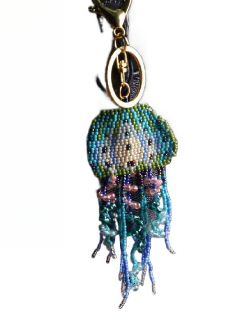 Koco Beaded Jellyfish Tassel Keychain Charm color options including Purple, Red, Blue
