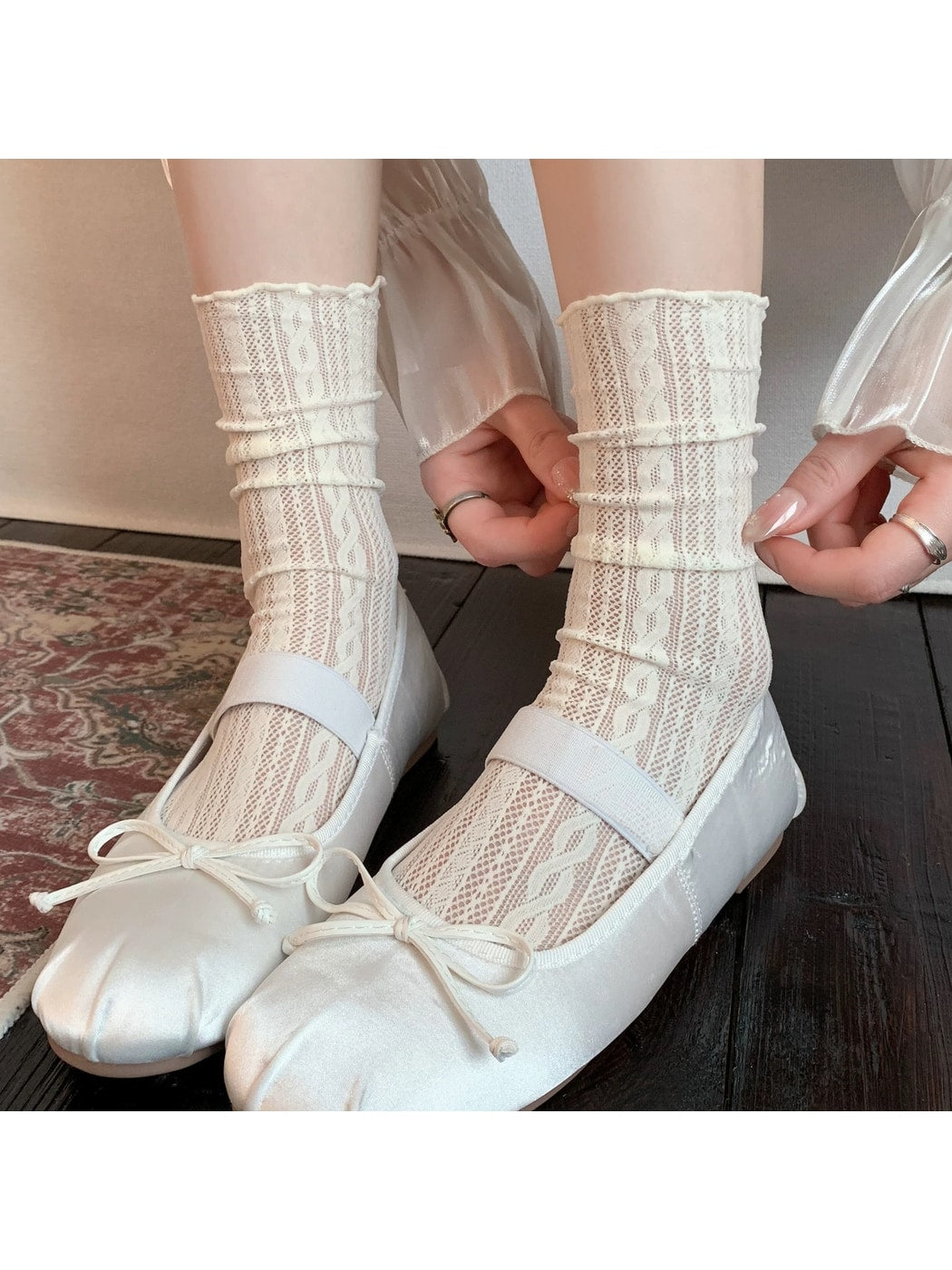 Rufia - Delicate Openwork Crew Socks