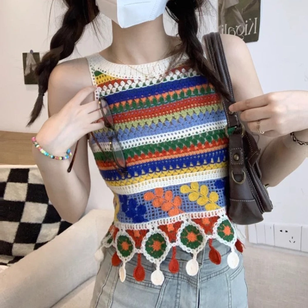 Vesty - Boho Colorblock Knit Vest- Comfortable & Fit