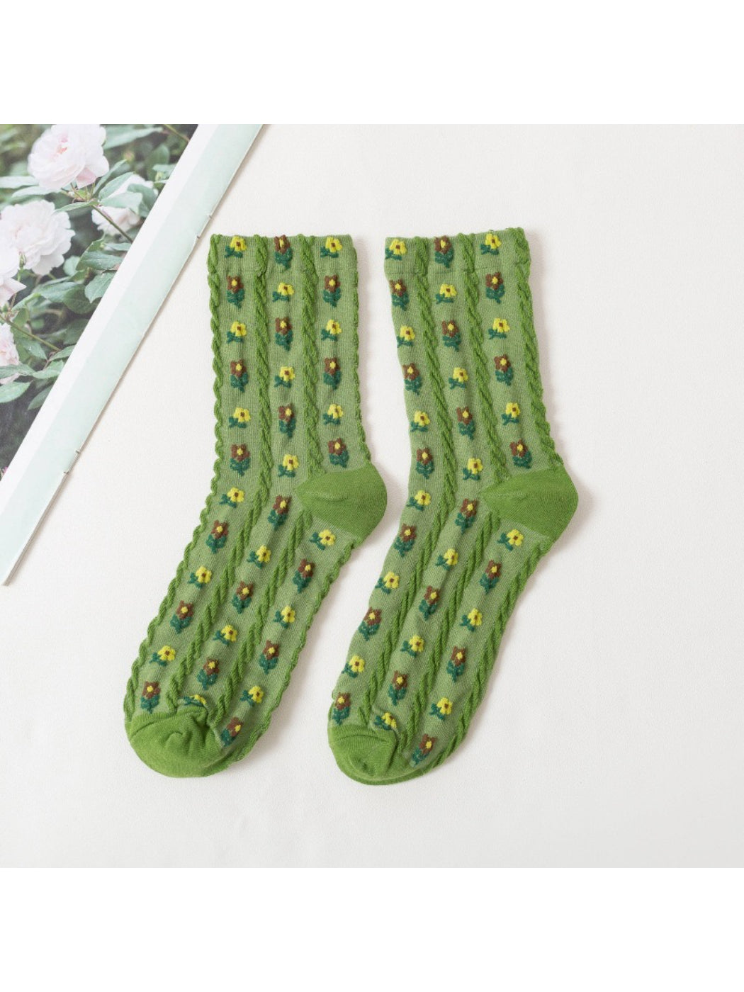 Rufia - Vintage Floral Knit Crew Socks product image 7
