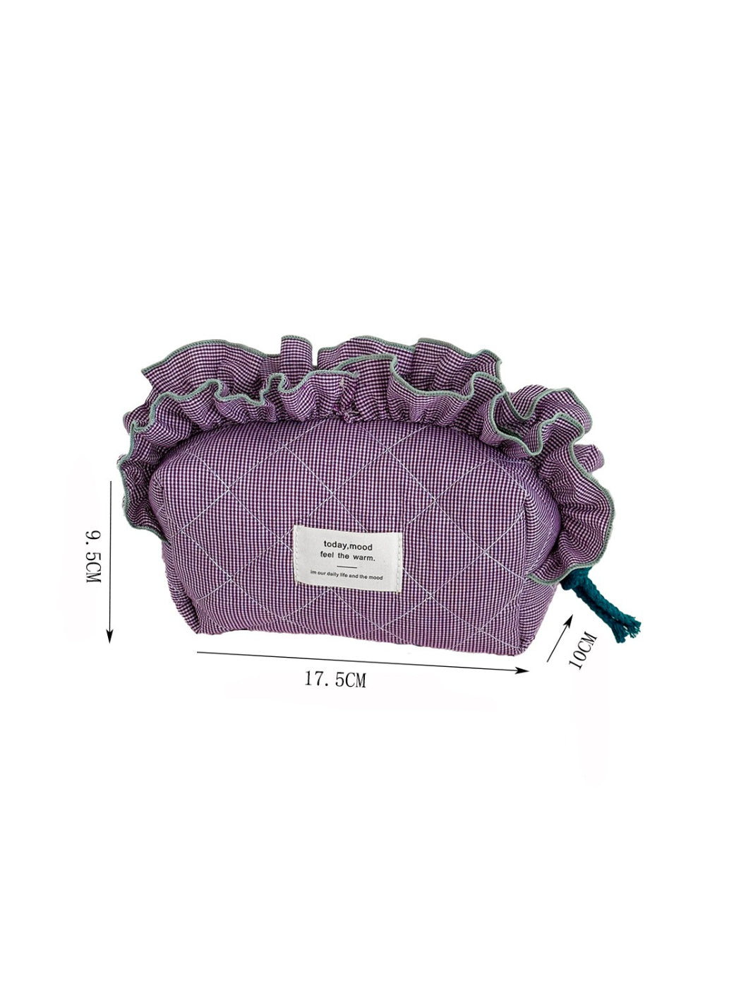 Cosbai gingham makeup bag open, displaying interior space