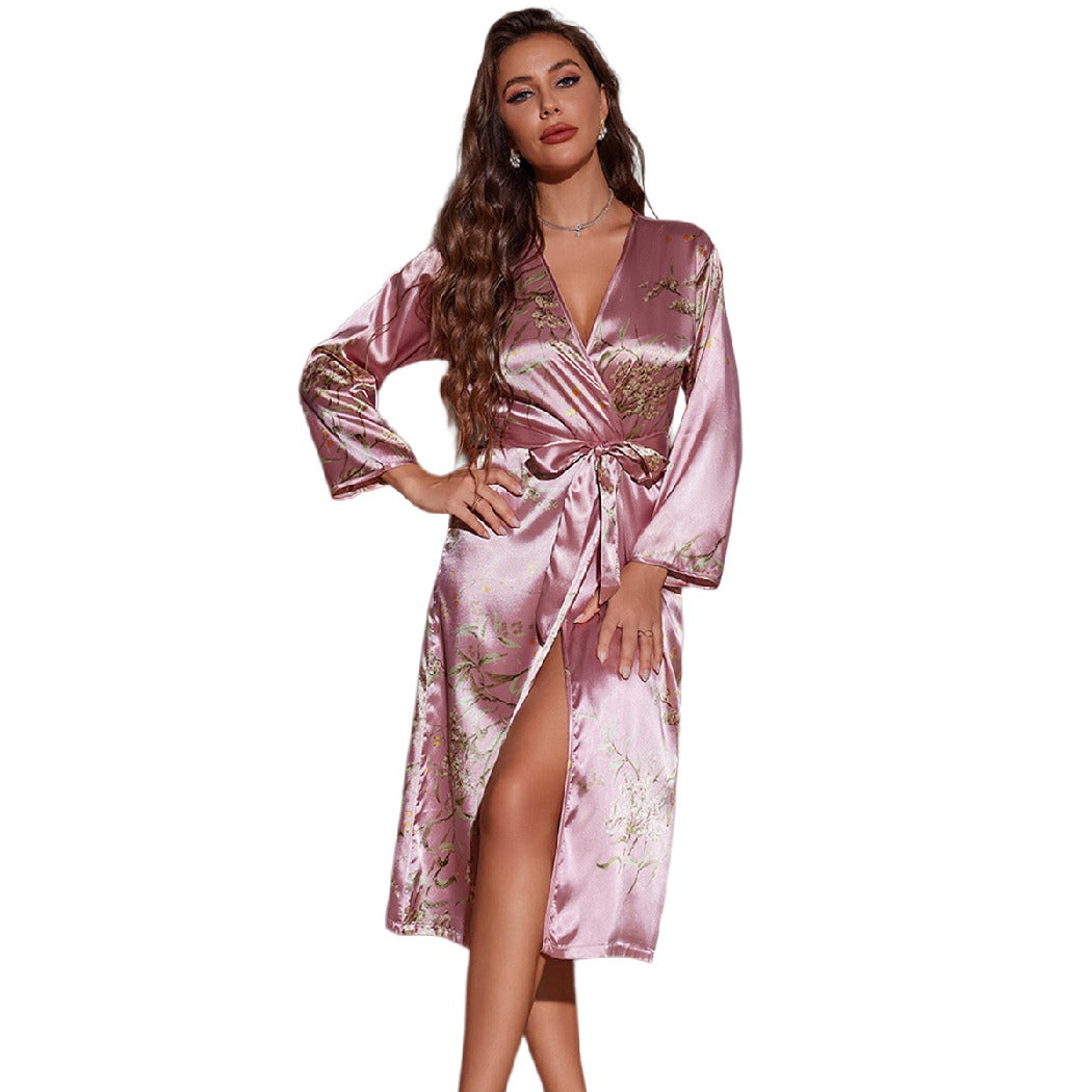 Yojams - Elegant Floral Robe Mid-length Loungewear