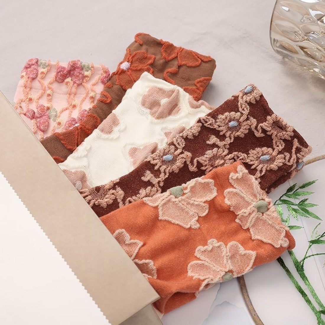 Rufia - Orange Embossed Women's Socks