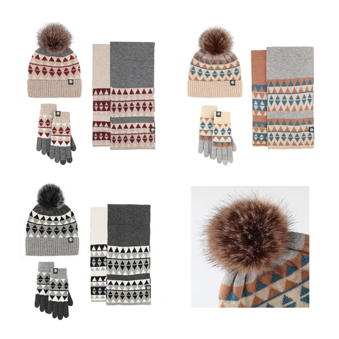 Valentine's Day 3-Piece Set: Knitted Hat, Scarf, and Gloves
