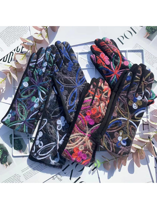Gloving Boho Embroidered Warm Outdoor Gloves alternate product view