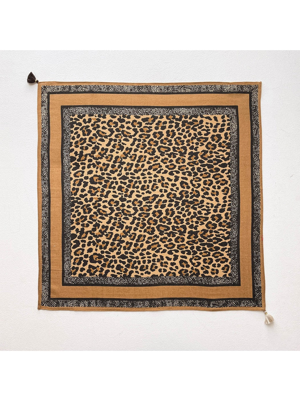 Scarvii - Classic Leopard Print Border Square Scarf