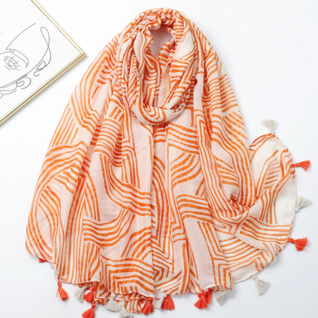 Scarvii - Striped Print Solid Scarf – Classic & Stylish
