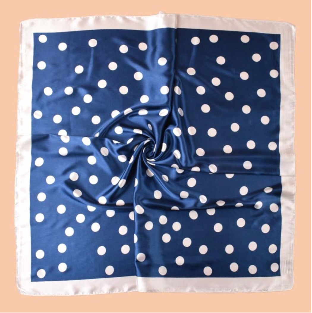 Scarvii - Vintage Polka Dot Silky Square Scarf
