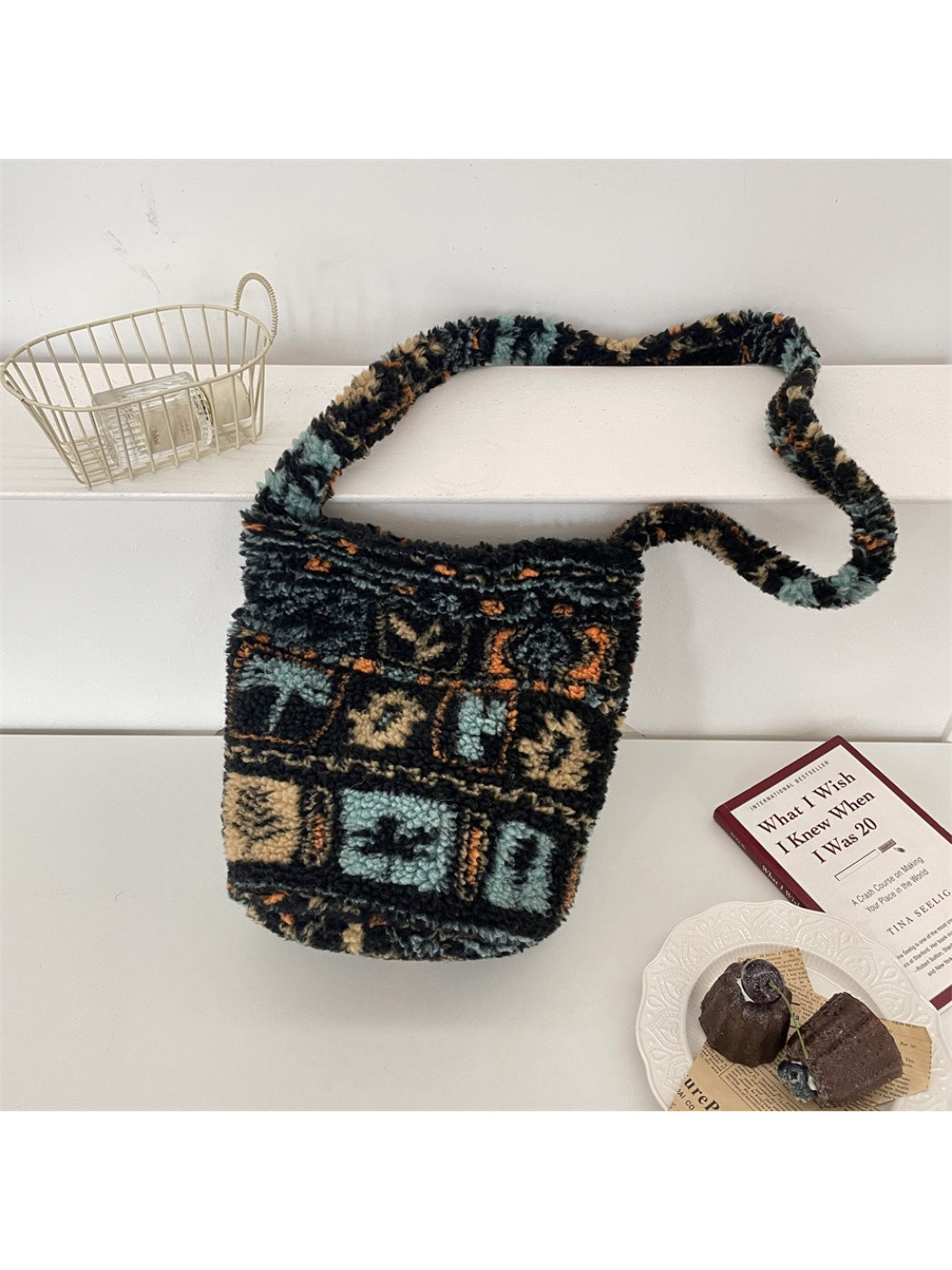 Cosbai - Patterned Soft Knit Shoulder Bag