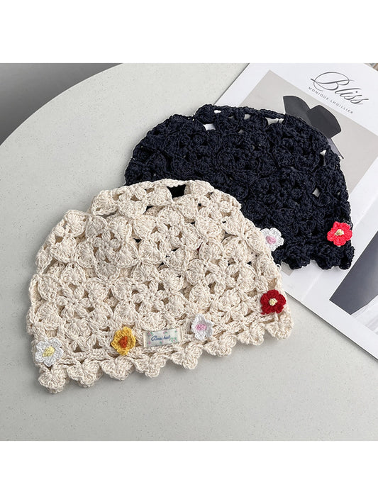 Haila - Openwork Round Crown Brimless Knit Beanie