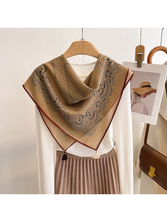 Scarvii - Vintage Polka Dot Center Print Square Scarf