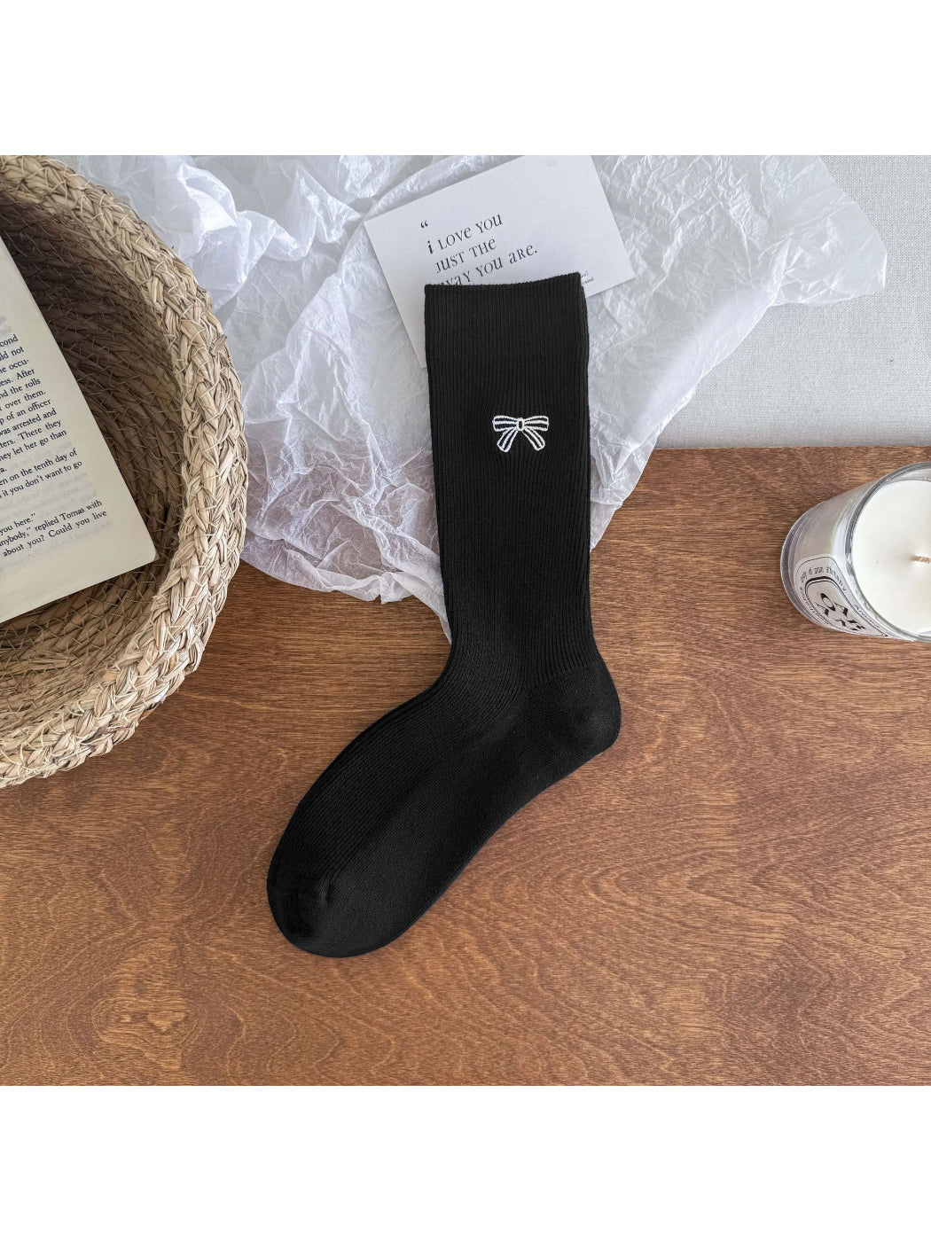 Rufia - Delicate Bow Detail Turn-Down Crew Socks