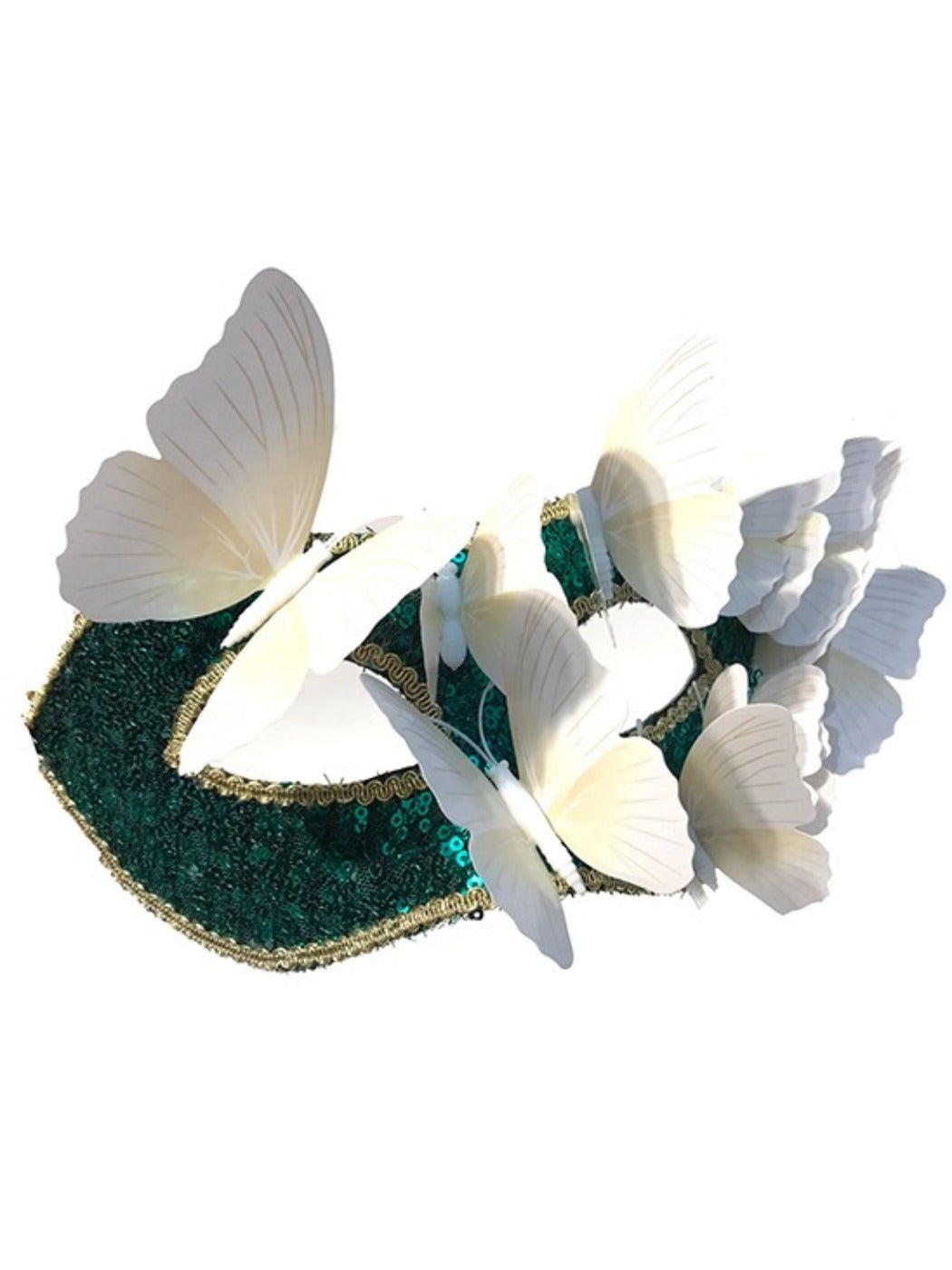 Bauai - Dramatic Delicate Green Butterfly Half-Face Mask