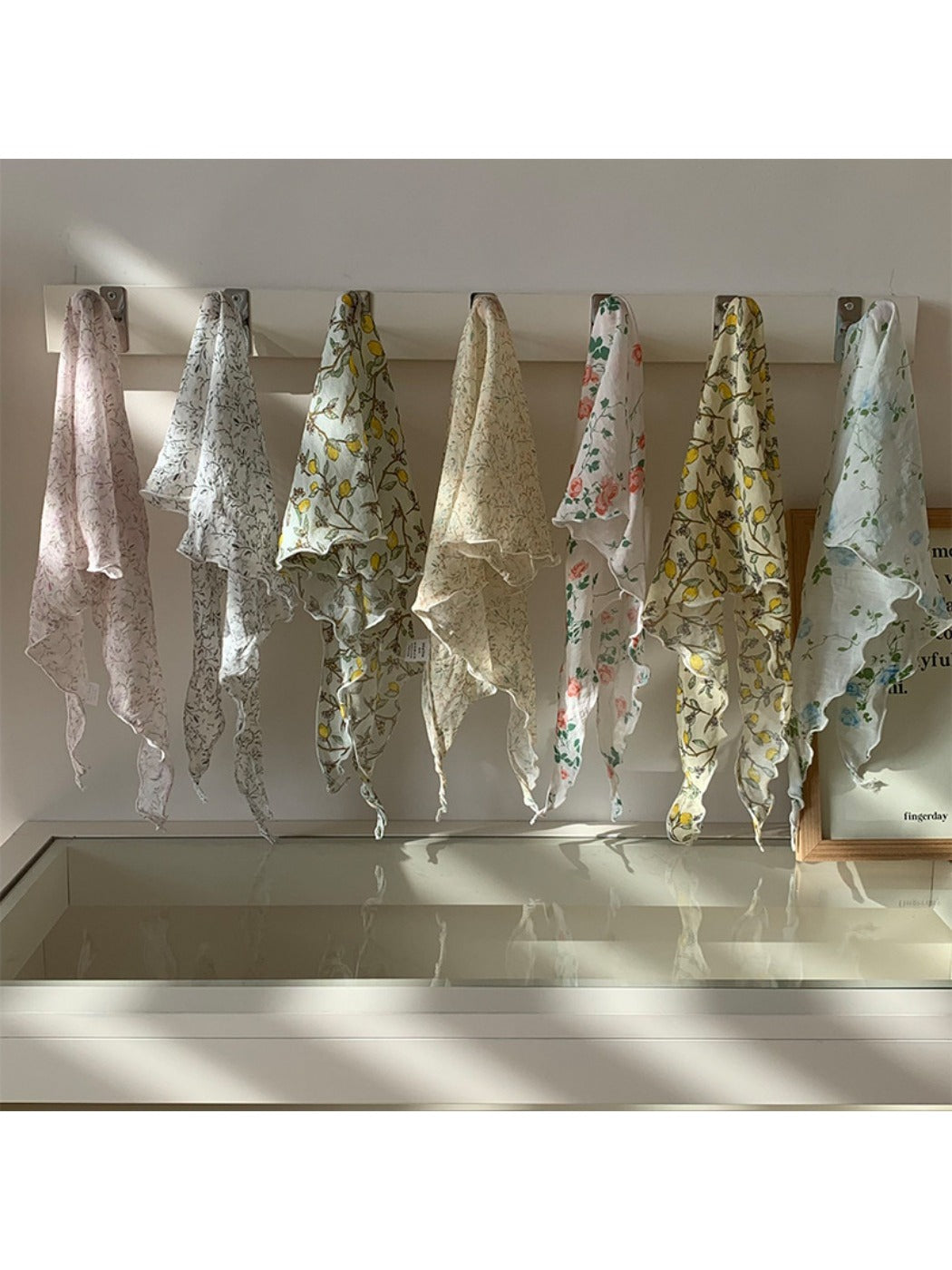 Scarvii - Fresh Style Floral Printed Triangle Scarf - Light & Airy