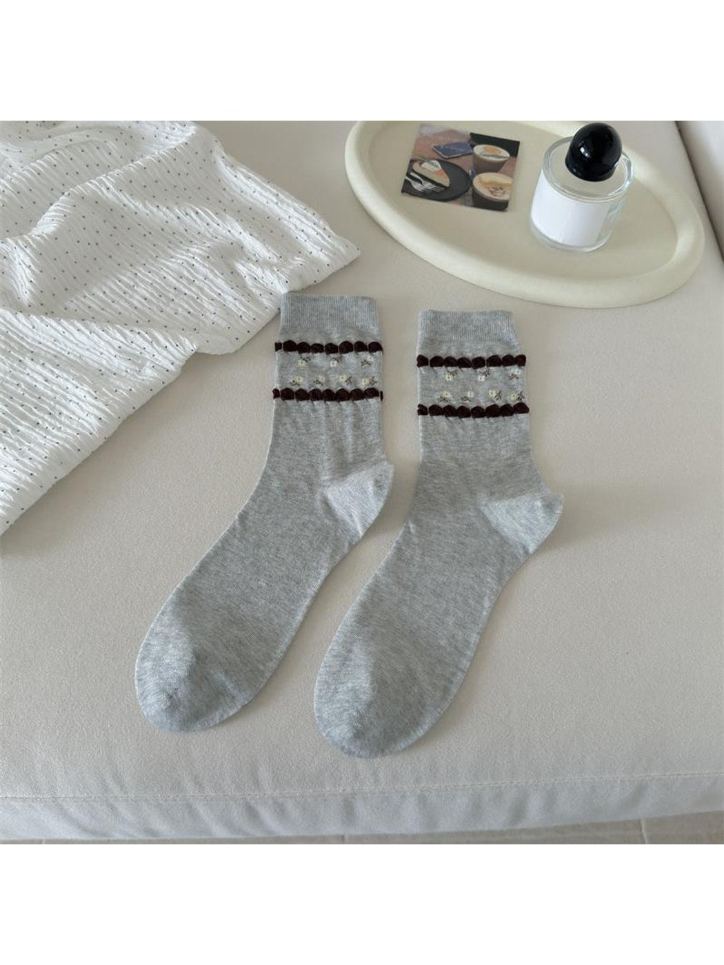 Rufia - Cute Floral and Bow Detail Crew Socks