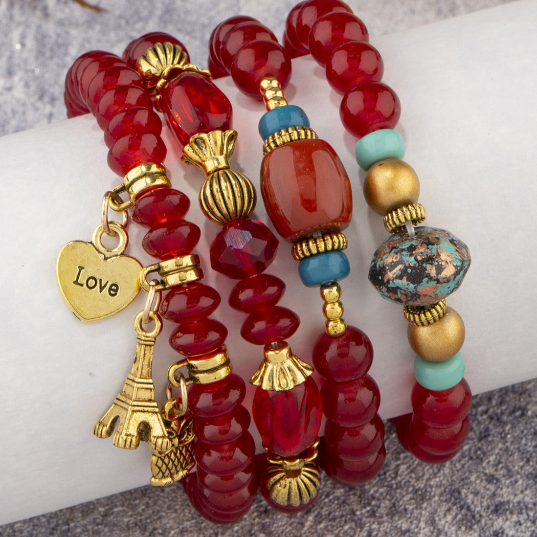 Bauai - 4-in-1 Stylish Charm Stackable Bracelet Set With Pendants