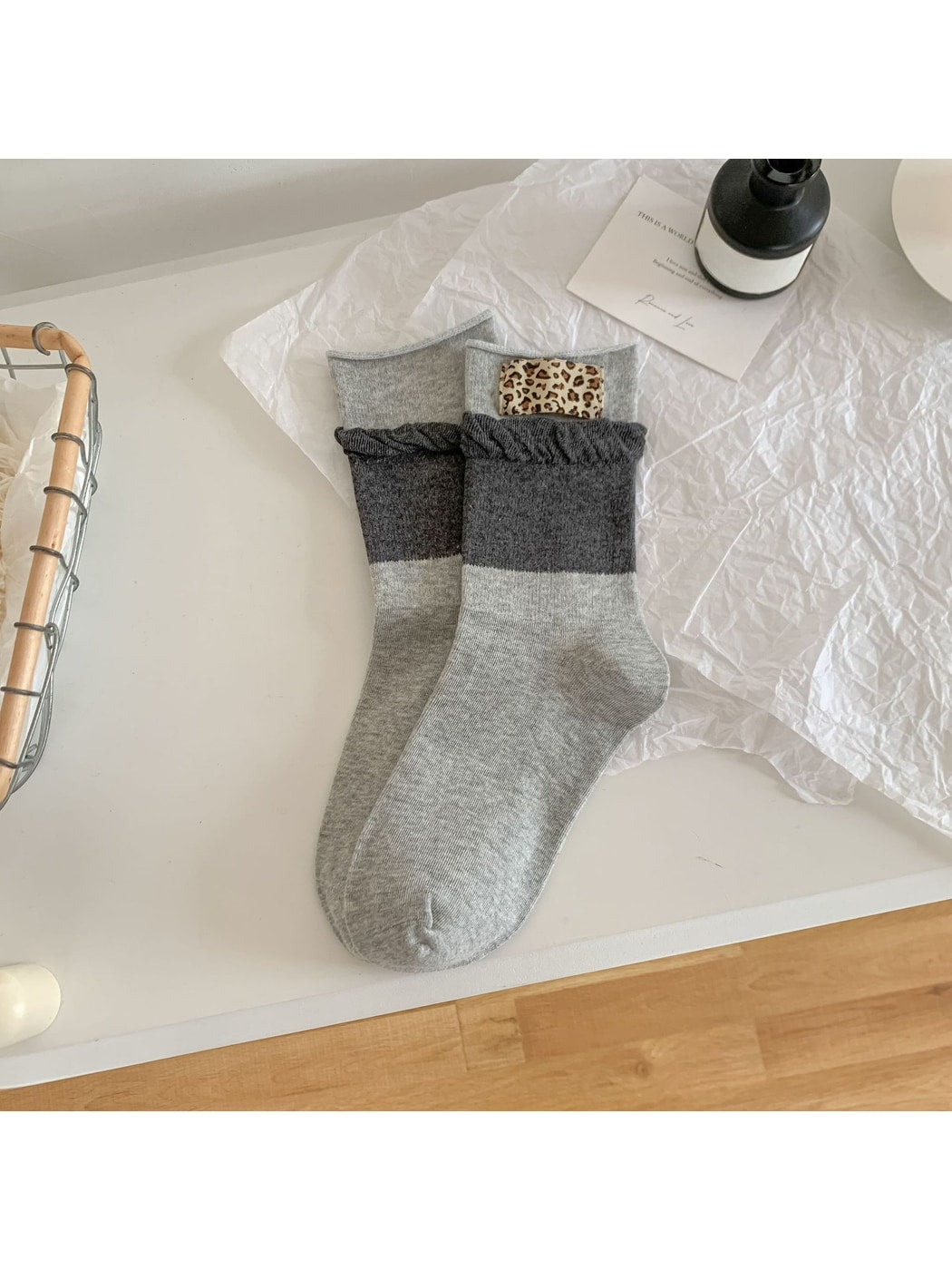 Rufia - Leopard Color Block Crew Socks
